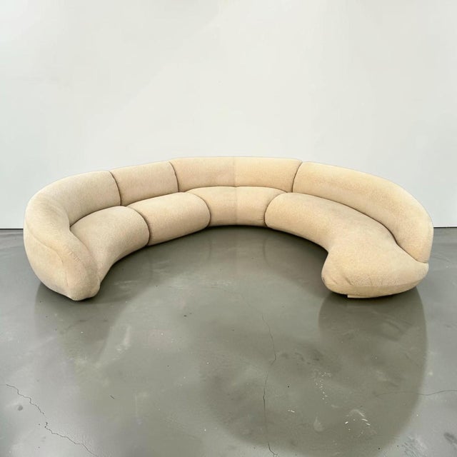 Incredible pair of two very rare sofas designed by Vladimir Kagan for Weiman. These pieces have a unique abstract curve,...