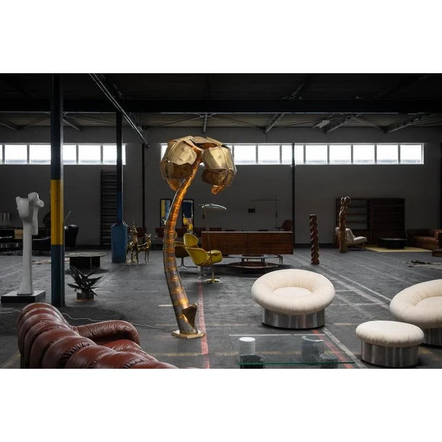 This stunning, super large sized floor lamp, designed in the style of Maison Jansen in the 1970s, is a striking and...