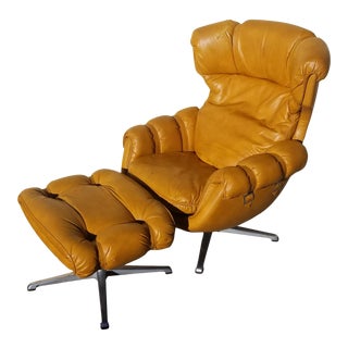 Vintage Overman Ab Lounge Swedish Egg Chair & Ottoman For Sale