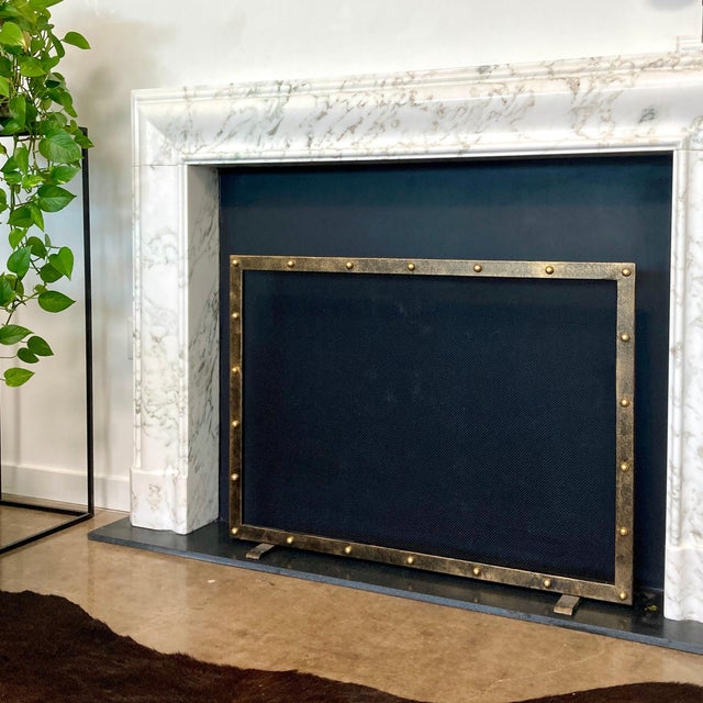 Modern Warm Black Amelia Fireplace Screen Brass For Sale - Image 3 of 5