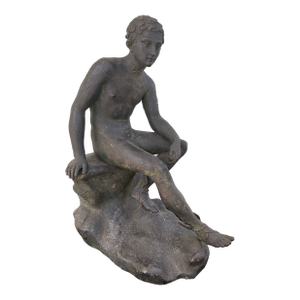 Early 20th Century Neoclassical Spelter Sculpture of a Seated Nude Youth