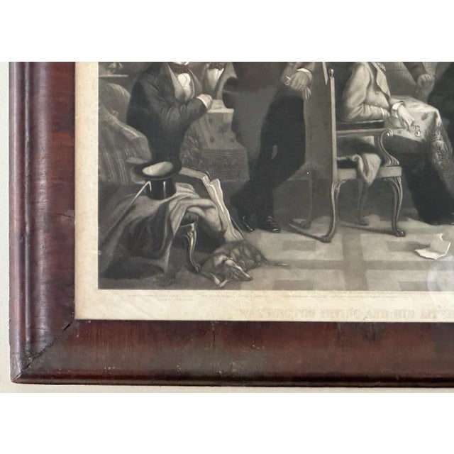 Mid 19th Century Mid 19th Century Engraving by Thomas Oldham Barlow "Washington Irving and His Literary Friends", in Walnut Veneer Frame For Sale - Image 5 of 9
