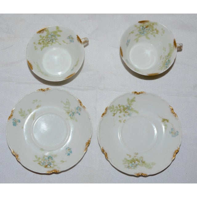 Art Deco Limoges Haviland H & C Van Heusen Charles Co. New York Pair of Cup and Saucers - Service for 2 For Sale - Image 3 of 8
