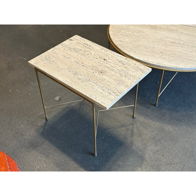 Arbuck 1950s Attributed to Paul McCobb Pavilion Collection Travertine Tables for Arbuck For Sale - Image 4 of 12