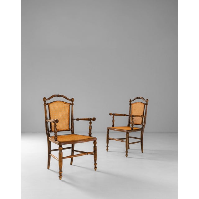 1900s French Louis XIII Wooden Armchairs With Cane Seats & Backs - A Pair For Sale - Image 18 of 18