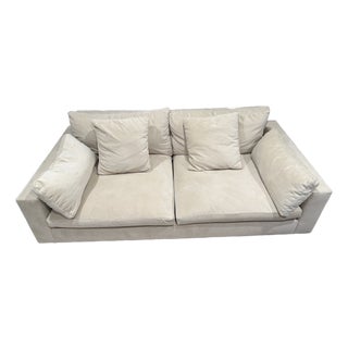 West Helm Harmony 82" Sofa, Down Blend, Performance Velvet, Sand, Dark Walnut For Sale