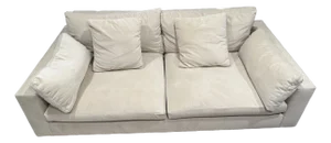 West Helm Harmony 82" Sofa, Down Blend, Performance Velvet, Sand, Dark Walnut