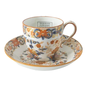 English Wedgwood Pearlware Imari Style Teacup and Saucer