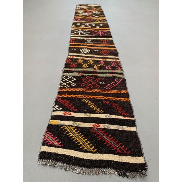 Turkish Narrow Kilim Runner Rug For Sale - Image 3 of 7