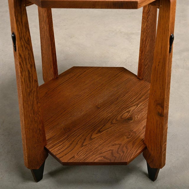 Dutch Art Deco Octagon Side Table in Oak, 1930s For Sale - Image 13 of 16