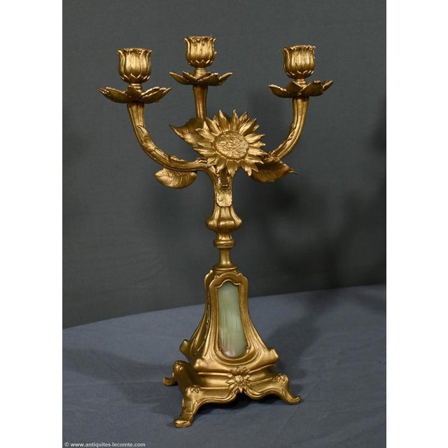 1940s Gilt and Onyx Candelabras, 1940s, Set of 2 For Sale - Image 5 of 18
