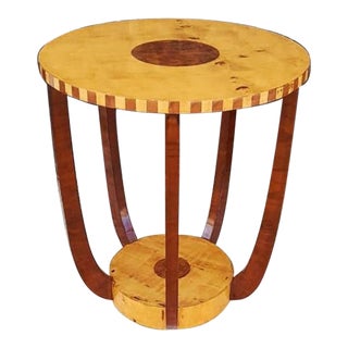 Art Deco Round Side Table Wood Furniture For Sale