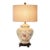 Late 20th Century Hand-Painted Floral Porcelain Table Lamp With Linen Drum Shade — 28” For Sale
