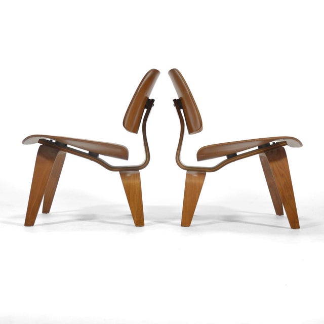 Eames Rare Matched Pair of Walnut LCW Lounge Chairs For Sale - Image 9 of 9