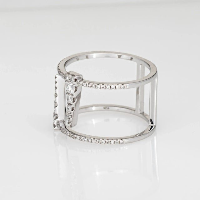 Diamond Icicle Ring Sz 5.75 18k White Gold Estate Fine Abstract Jewelry For Sale - Image 4 of 7