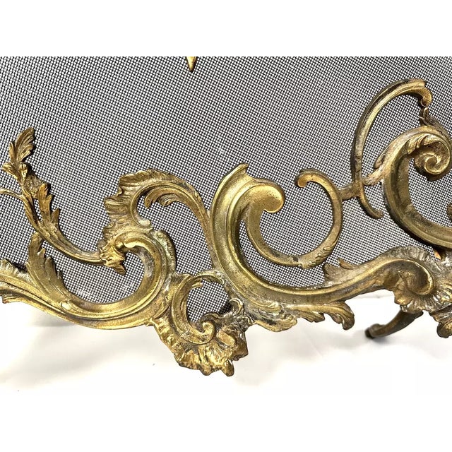 Brass Vintage French Brass Free Standing Fireplace Screen Circa 1820 For Sale - Image 8 of 10