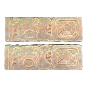 Mayan Face Tile Pair Vintage California Clay Products