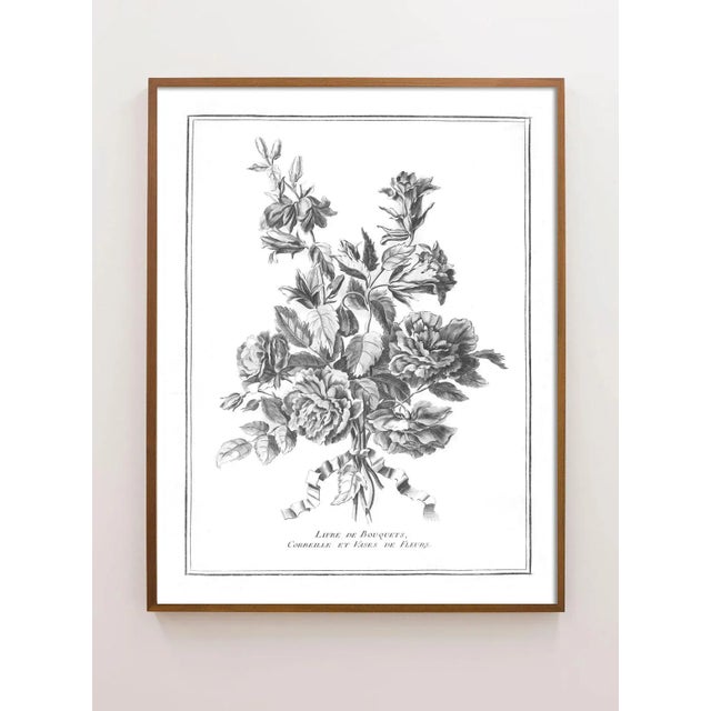 Reproduction French Modern Black and White Floral Print For Sale - Image 4 of 5
