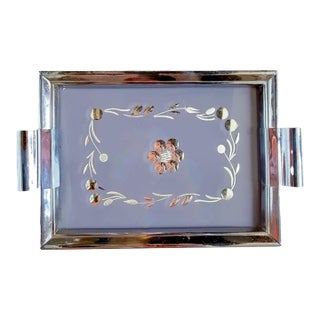 Vintage Art Deco Stylized Floral Serving Tray For Sale