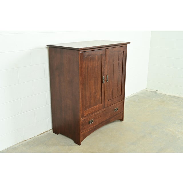 L. & J.G. Stickley, Inc. Stickley Mission Oak Arts & Crafts Media Cabinet For Sale - Image 4 of 18