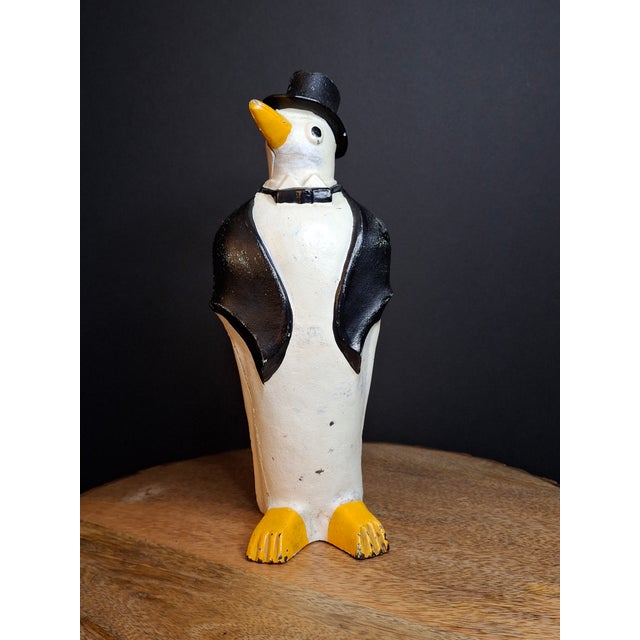 Antique Hubley #463 Cast Iron Dapper Penguin Top Hat Bow Tie Doorstop Circa 1930s For Sale - Image 13 of 18