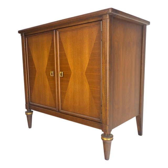 Turned Legs Two Doors Fitted Drawers Diamond Inlay Brass Hardware Bachelor Chest For Sale