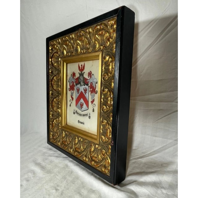 Early 20th Century Antique Crest Painting, Coat of Arms Francis, Hand Painted Family Crest For Sale - Image 5 of 13