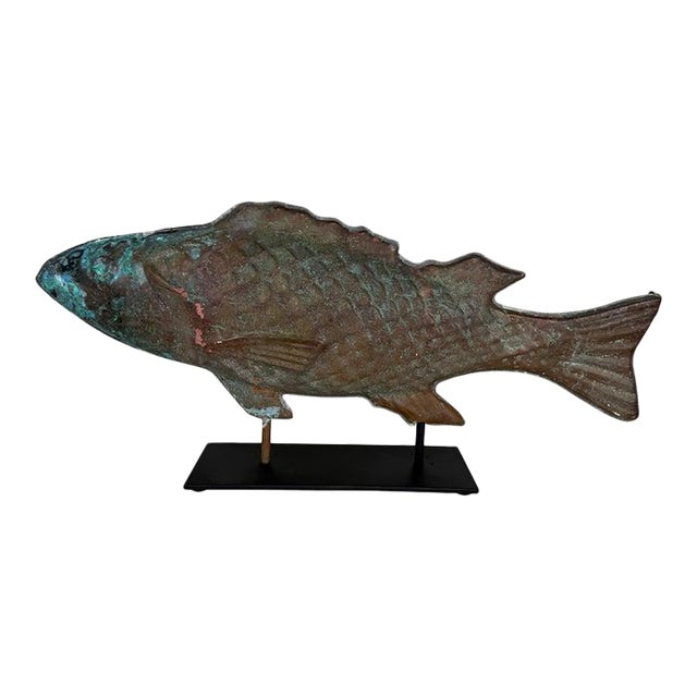 Antique Copper Fish on Iron Base For Sale