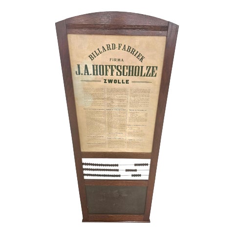 Wall Billiards Scoreboard by J.A. Hoffscholze, 1960s For Sale