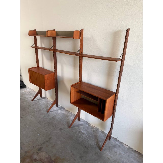 Mid 20th Century Teak Wall Unit in Style of Texmon & Blindheim Ergo System Scandinavian, 3 Pieces For Sale In Los Angeles - Image 6 of 10