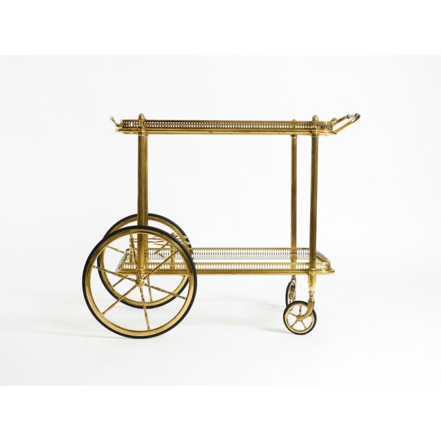 Neoclassical Brass Bar Cart with Glass Trays from Maison Jansen, 1960s For Sale - Image 6 of 18