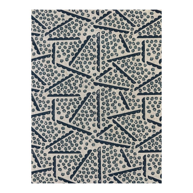 Rapture & Wright Pablo's Polka Linen Blend Fabric Indigo 3 1/2 For Sale