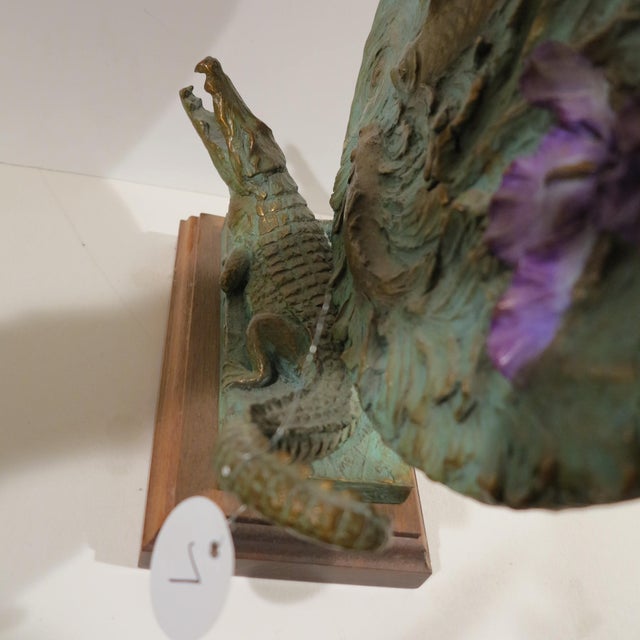 William Sharles Original Bronze Sculpture Lily Pad With Alligator For Sale - Image 11 of 18