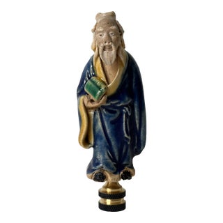 Chinese Mud Man Lamp Finial on Brass Hardware For Sale