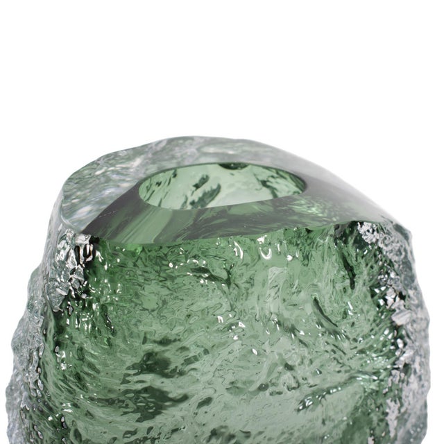 Emerald Crystalized Glass Vase- Small For Sale - Image 10 of 11