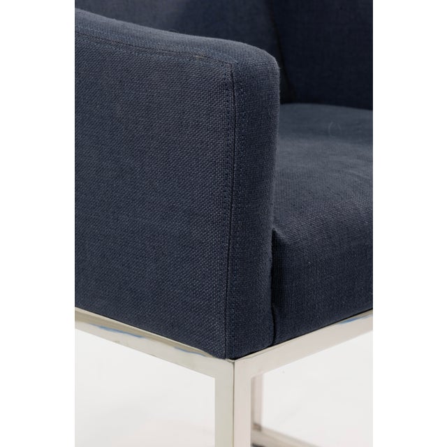 Set of 8 Restoration Hardware Blue Upholstered Dining Chairs For Sale - Image 9 of 10