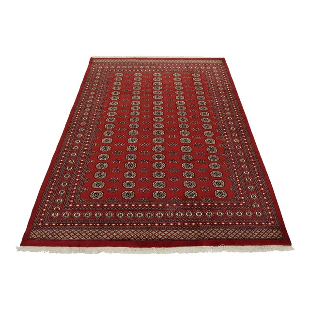Bokhara Rug 8′ X 10’1” Red Wool Tribal Hand-Knotted Oriental Carpet For Sale