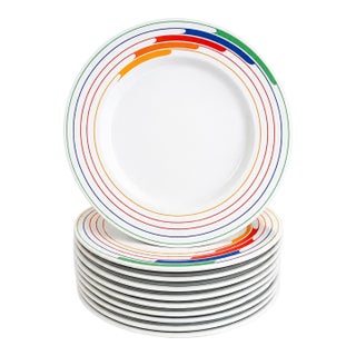 Vintage Memphis Style Studio Nova Fire & Ice 10.5” Dinner Plates a Set 8 For Sale
