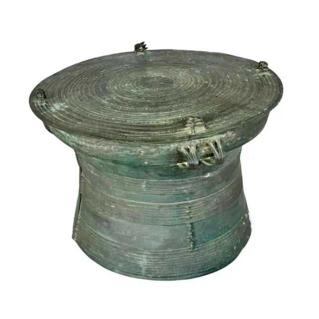 Burmese Rain Drum Cast Bronze Coffee Drink Table Intricate Relief Detail, 1900s For Sale - Image 12 of 12