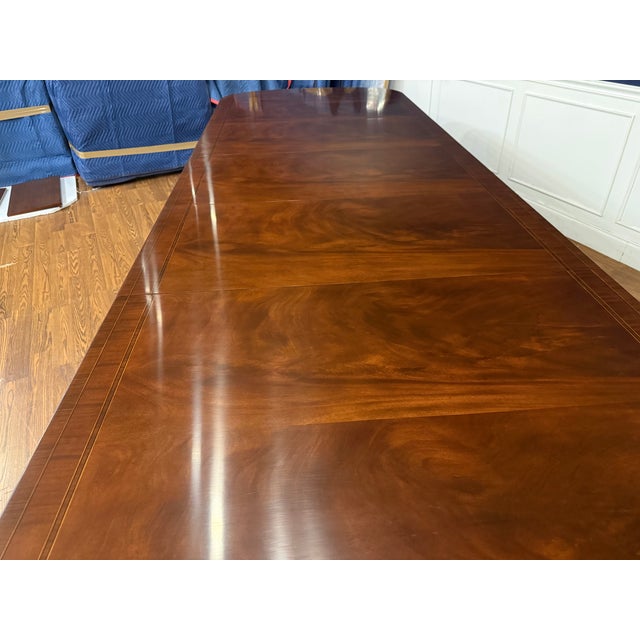 Georgian Style Multi-Banded Mahogany Dining Table by Leighton Hall - Showroom Sample For Sale - Image 15 of 18