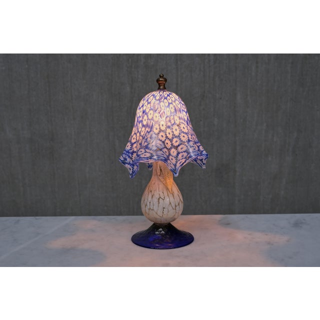 Murano Blue Millefiori Glass Lamp with Gold-Accented Base, Italy, 1970s For Sale - Image 11 of 13