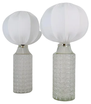 Mid-Century Modern Large Glass Table Lamps Orrefors attributed to Carl Fagerlund, Sweden, 1970s, Set of 2