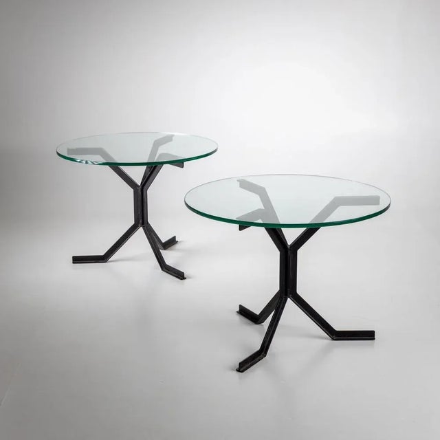 20th Century Iron and Glass Side Tables, Set of 2 For Sale - Image 6 of 6