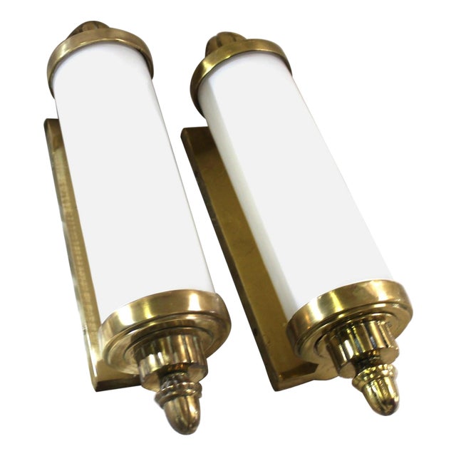 Mid Century Modern Sconces Brass - a Pair For Sale