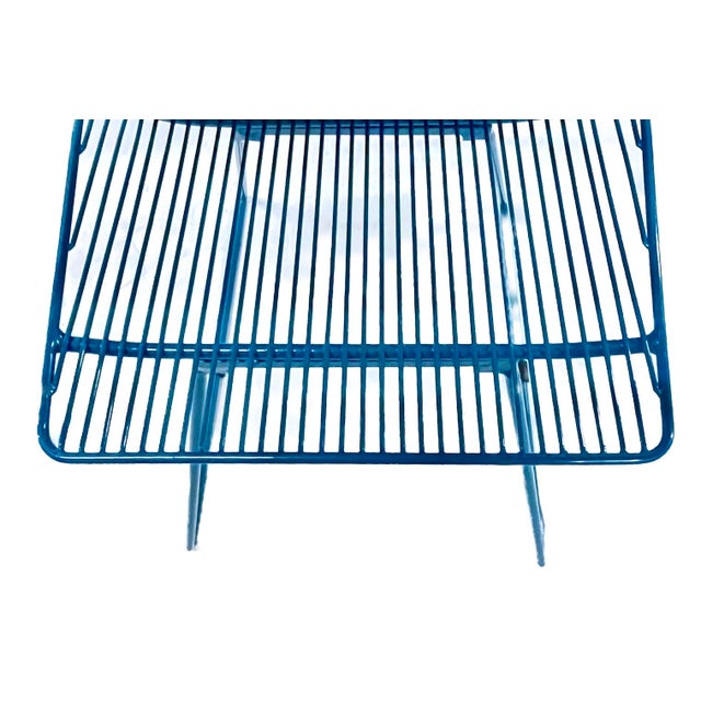 Vintage Mid-Century Modern Style Teal Wire Chairs For Sale - Image 12 of 12