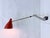 One adjustable wall lamp from the 1950s, single-bulb, E27 socket. Brass, metal, painted red, gray, and black. Good used...