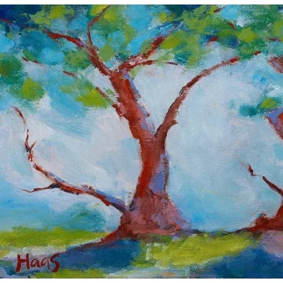 Contemporary Twisted Cypress, Expressionist Oil Painting by L Haas For Sale - Image 3 of 6
