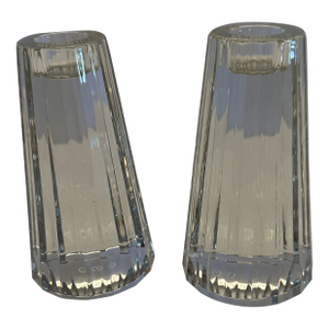 Late 20th Century Villeroy & Boch by Paloma Picasso Crystal Glass Ribbed Candle Holders- Set of 2