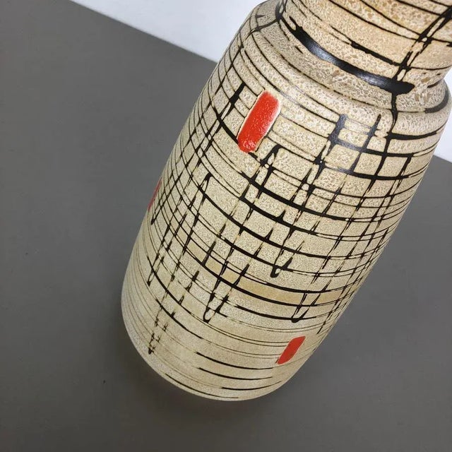 Large Op Art Abstract German Pottery Floor Vase from Bay Ceramics, 1960s For Sale - Image 9 of 15