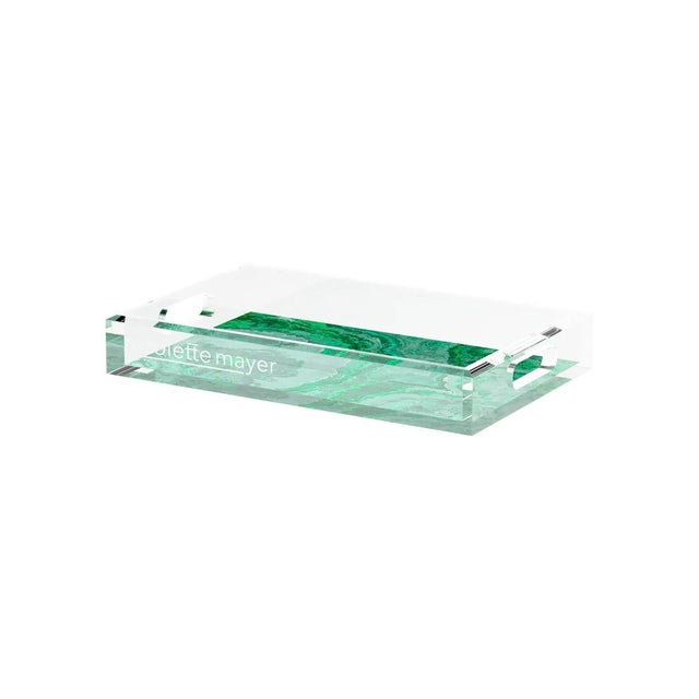 2020s Agate Malachite Acrylic Rectangle Decorative Tray, Medium For Sale - Image 5 of 9